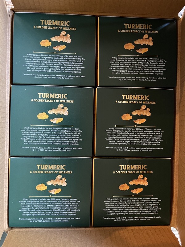 6 Vahdam India Turmeric Ginger Herbal Tea Organic Keto 15 Bags/box BB 6/24