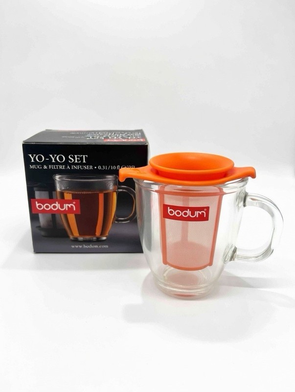 Bodum Yo-Yo Set Mug & Filter Tea Infuser 10 fl oz 0.3L Borosilicate Glass NEW