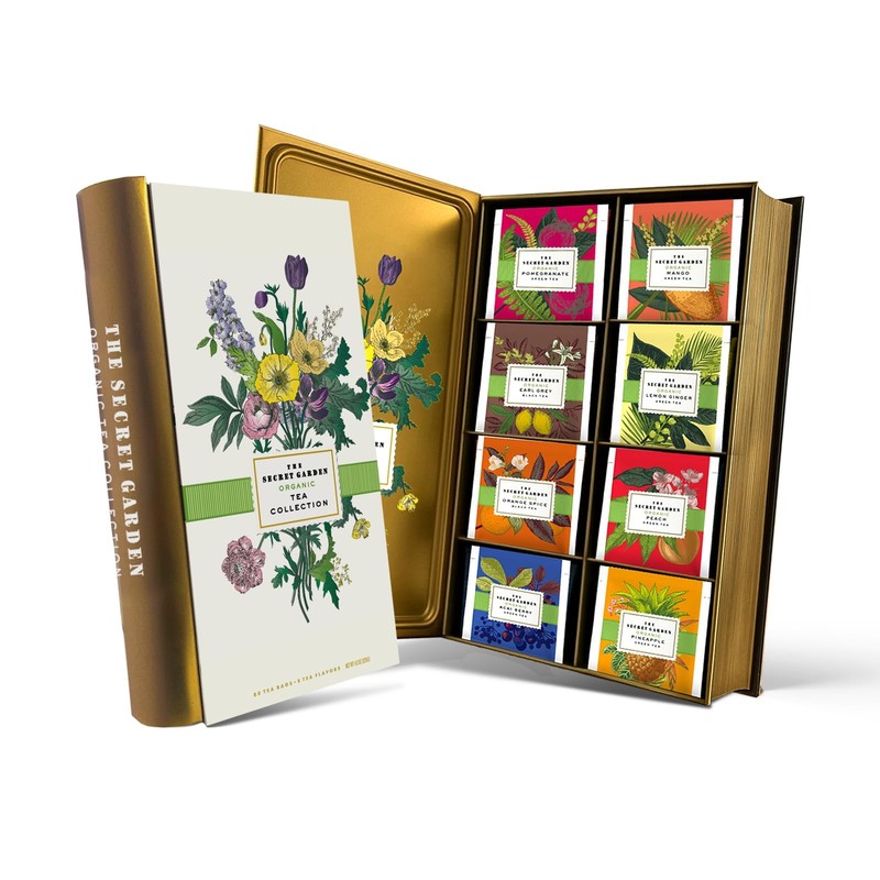 Organic Tea Bag Sampler Set – 80 Pack in Designer Tin for Gifting