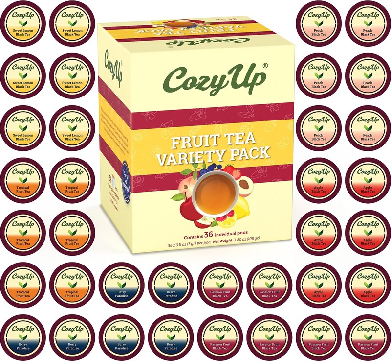 CozyUp Variety Fruit Tea Sampler Pack Pod For Keurig K-Cup Brewers 36-Count gallery