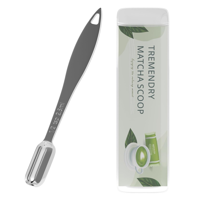 TREMENDRY 1g (1/2tsp|2.5ml) Matcha Scoop, Stainless Steel 1g(2.5ml), Silver 
