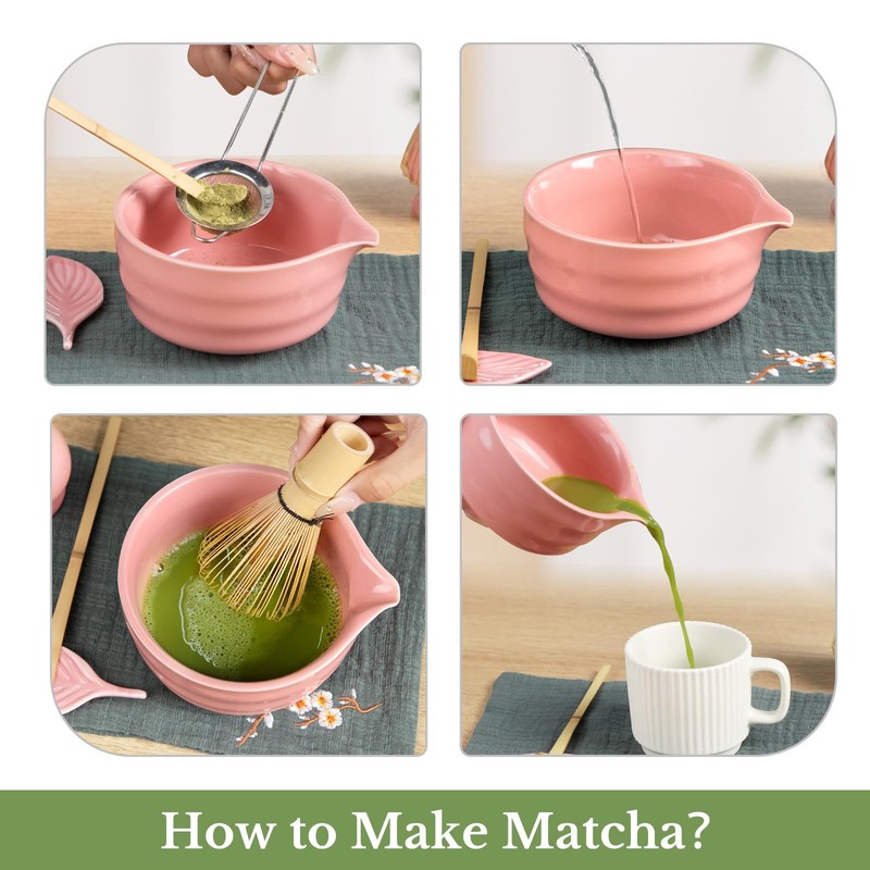 Matcha Whisk Set, Traditional Matcha Kit Includes Matcha Bowl, Pink Whisk wit... gallery