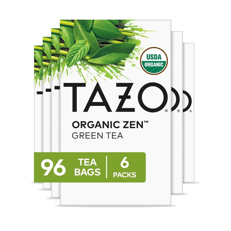 Organic Zen Green Tea Bags, Caffeine Free Tea with Refreshing Lemongrass & Sp...