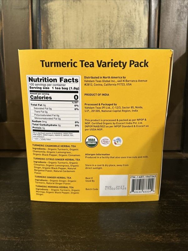 Vahdam India Infusions Organic Turmeric Tea Variety Pack, 100 Count (6.35 Ounce) gallery