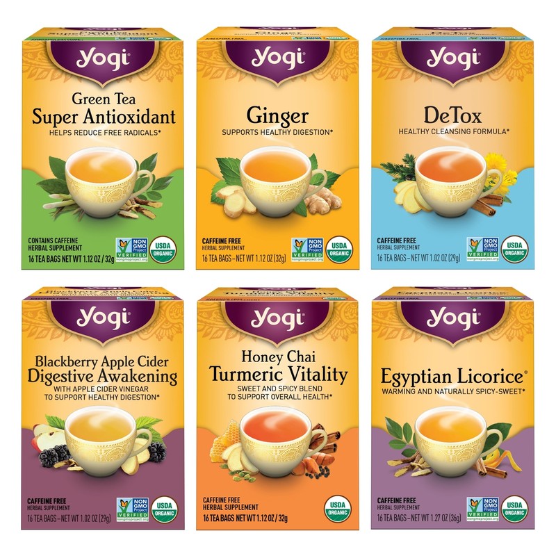 Yogi Tea Digestion & Detox Variety Pack – 16 Tea Bags per Pack 6 Packs – Deto…