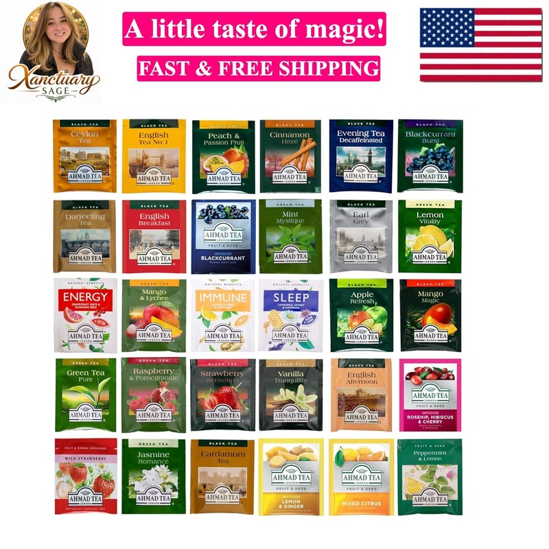 Ahmad Tea Sampler Assortment, Variety Pack 30 Count, 30 Unique Flavors of Tea