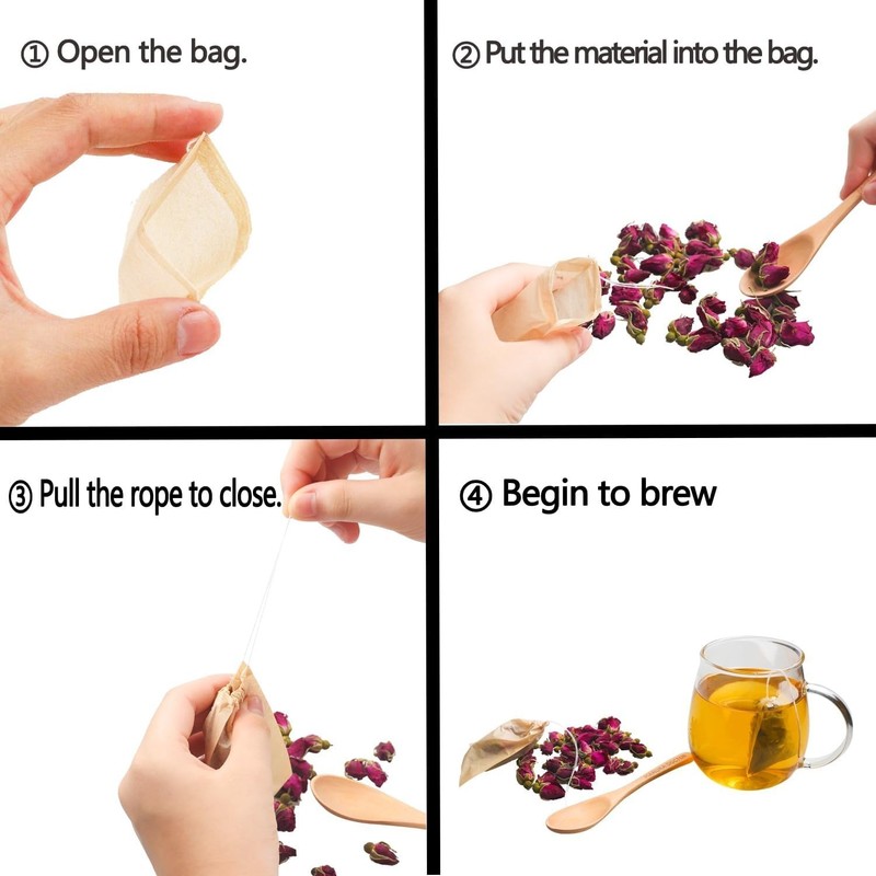 Disposable Tea Bags Unbleached with Drawstring for Loose Leaf Tea gallery