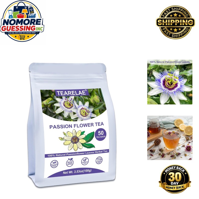 50 Count Passion Flower Tea – Pure Caffeine-Free Herbal Delight for Relaxation
