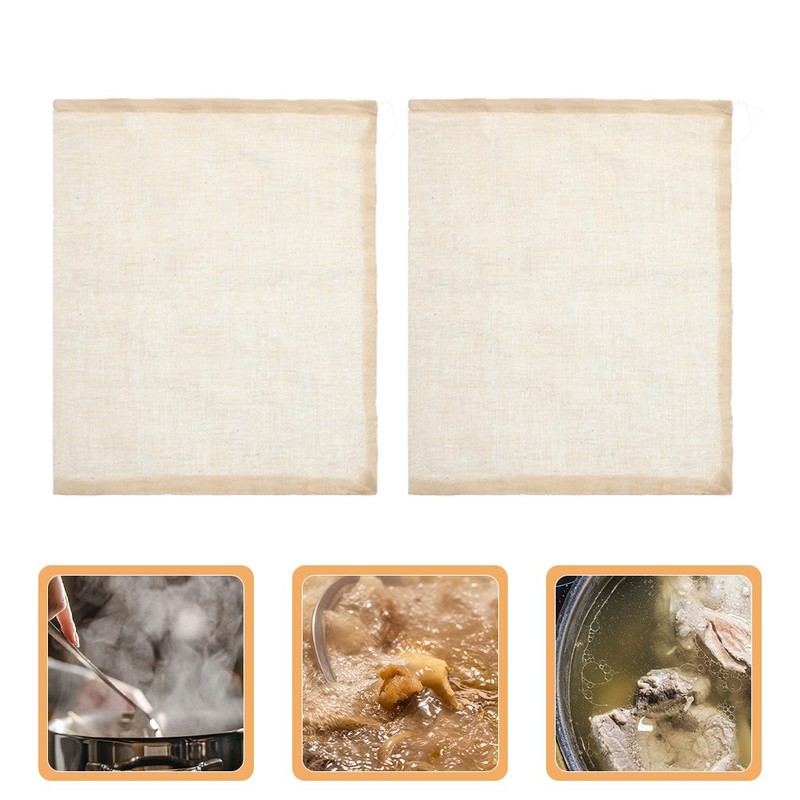 20 Pcs Drawstring Soup Socks Cooking Bags Gauze Reusable Tea Spice Filter gallery