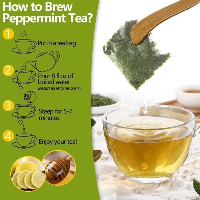 Peppermint Tea Bags, 100 Natural, Caffeine Free - 100 Bags Free Shipping gallery