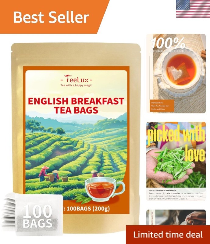 English Breakfast Black Tea – 100 Count Teabags, Floral & Fruity Aroma