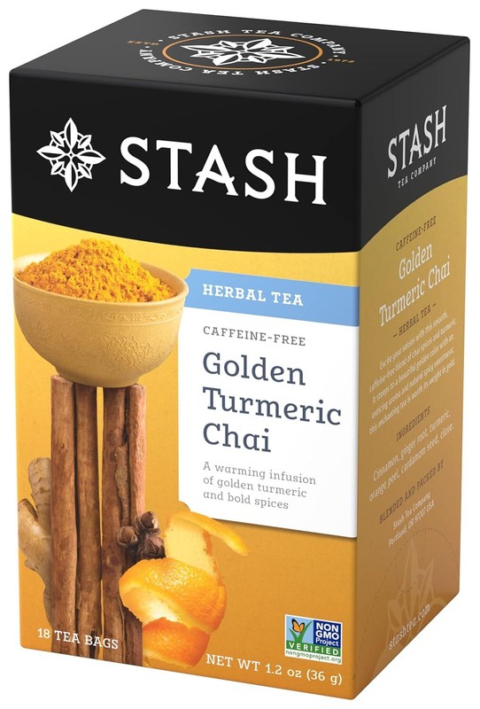 2 Pack – Stash Tea Golden Turmeric Chai Caffeine Free Herbal Tea Bags – 18 Count
