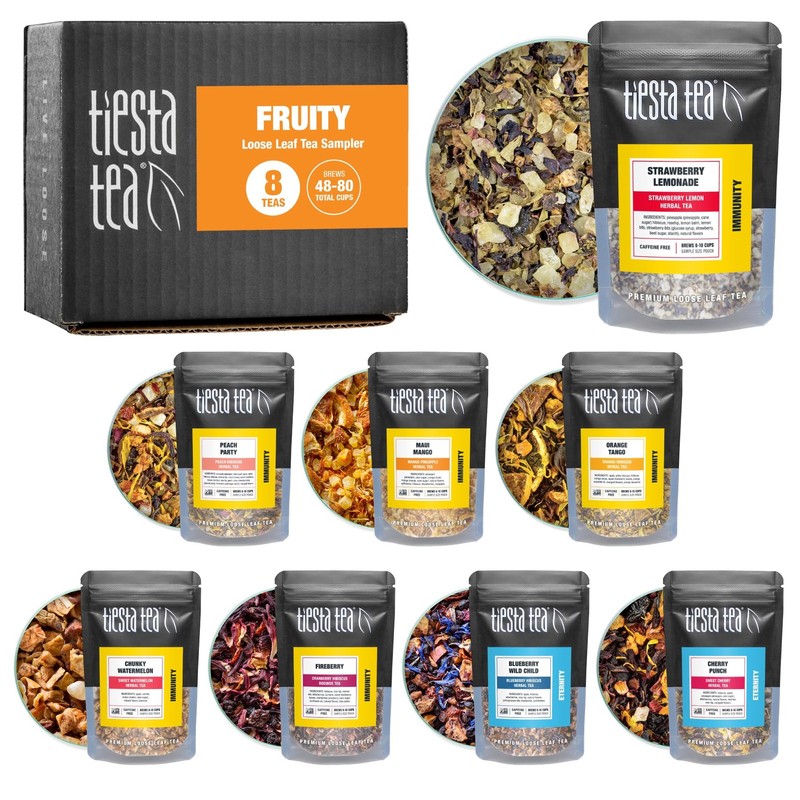 – Fruity Tea Sampler Dry Flight Set, Loose Leaf, No Caffeine, Makes Hot and I…
