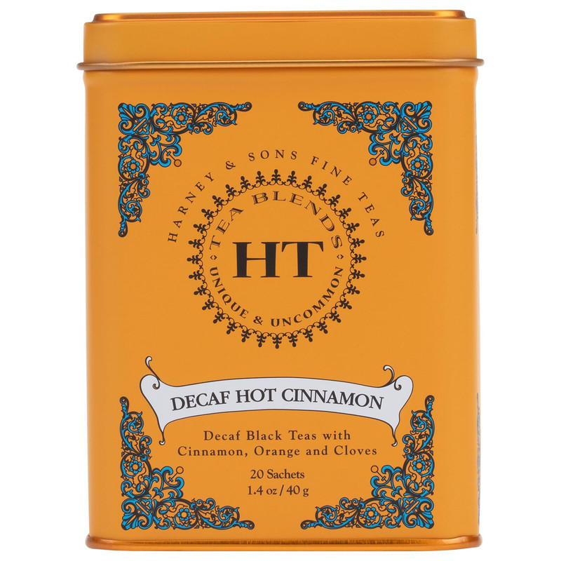 Decaf Hot Cinnamon , Decaf Flavored Black 20 Sachets per Tin 1.4Oz