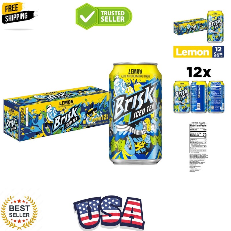 Brisk Lemon Iced Tea, 12 Fl Oz Cans Pack of 12