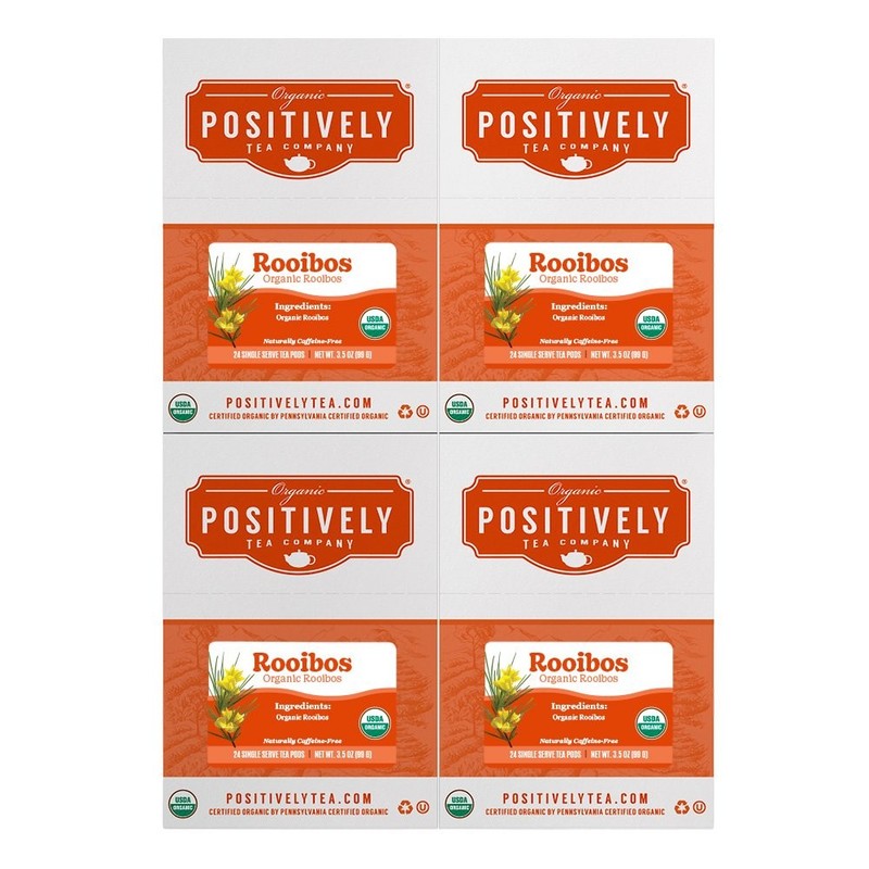 Positively Tea | Organic Red Rooibos Tea | 96 Pods, Keurig Compatible