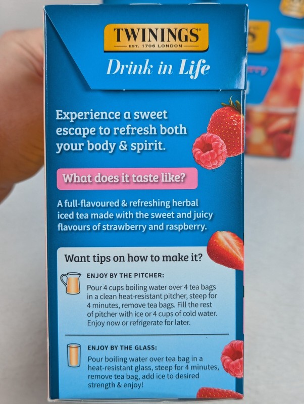Twinings - Strawberry & Raspberry - Iced Tea Bags - 72 ct - 2 Packs - exp: 01/27 gallery