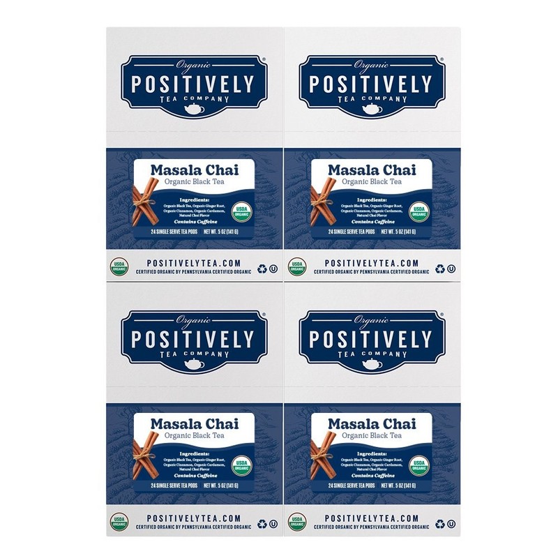 Positively Tea | Organic Masala Chai Tea | 96 Pods, Keurig Compatible