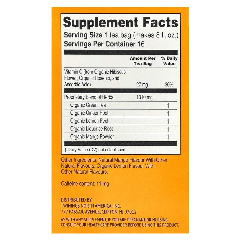 Immune Support+ Green Tea, Ginger & Mango, 16 Tea Bags, 1.12 oz (32 g) gallery