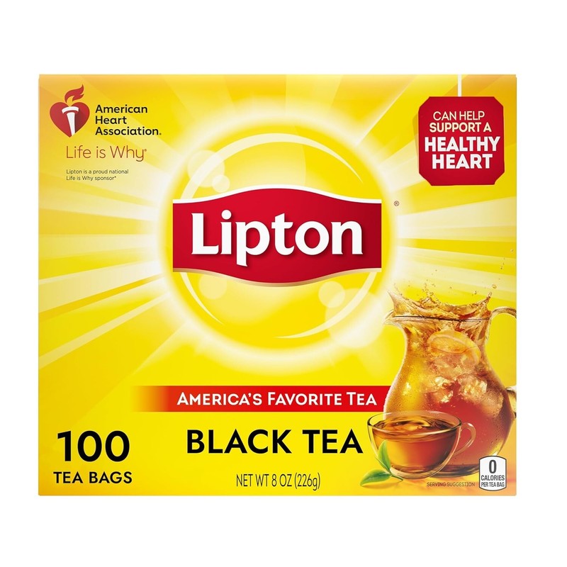 Lipton Tea Bags, Black Tea, Iced or Hot Tea, Can Support Heart Health, 100 Total