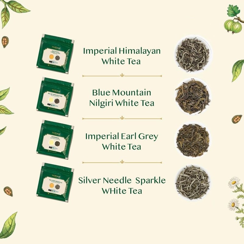 VAHDAM Assorted White Tea Sampler Gift Set, Gluten Free, Non GMO - 4 Unblended gallery