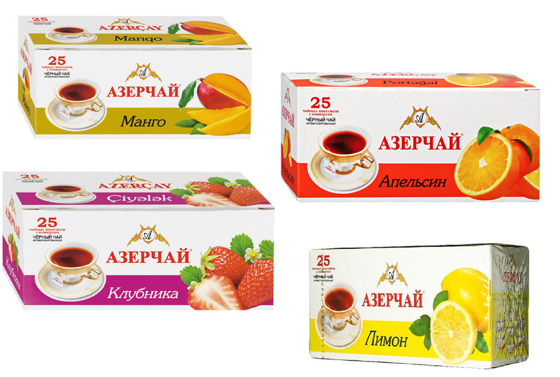 AzerCay Tea Mango Lemon Apple Orange Strawberry Азерчай NO GMO KOSHER Azerbaijan