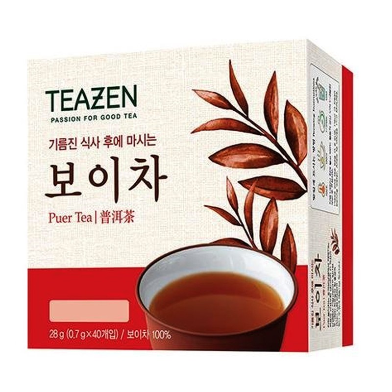 TEAZEN Natural Puer 40 Tea Bags Chinese Yunnan Puerh Leached Teabag Taste Herbal