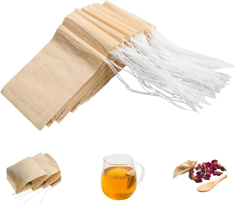 100Pcs Disposable Tea Bags for Loose Tea, Small Empty Tea Bag with Wood Pulp Mat