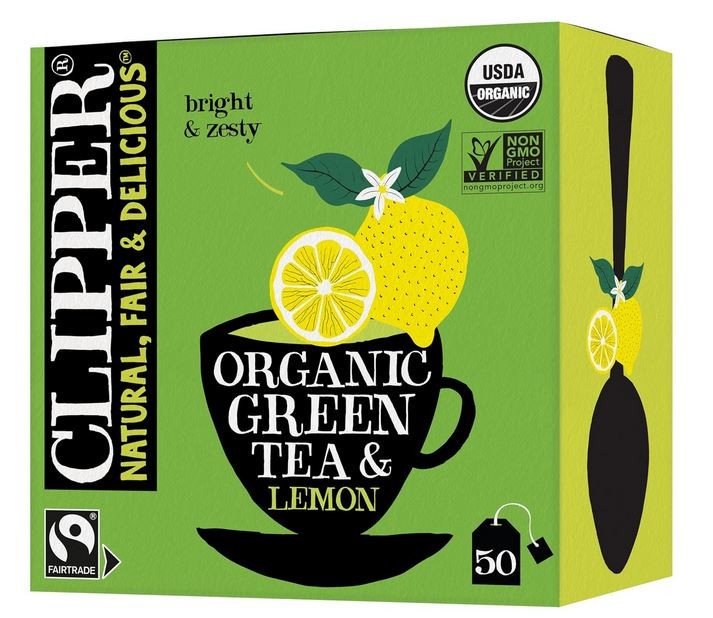 Clipper Tea Green Tea & Lemon Teabags – USDA Organic, Great Hot or Iced – 50 bag