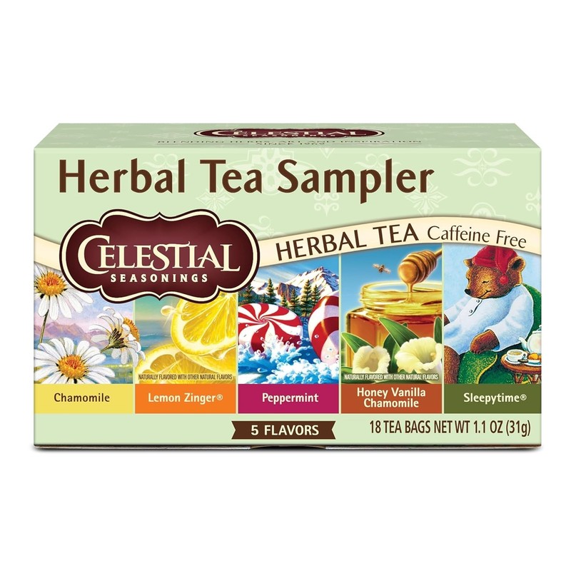 Celestial Seasonings Herbal Tea Sampler Variety Pack, 18 Count (Pack of 1)