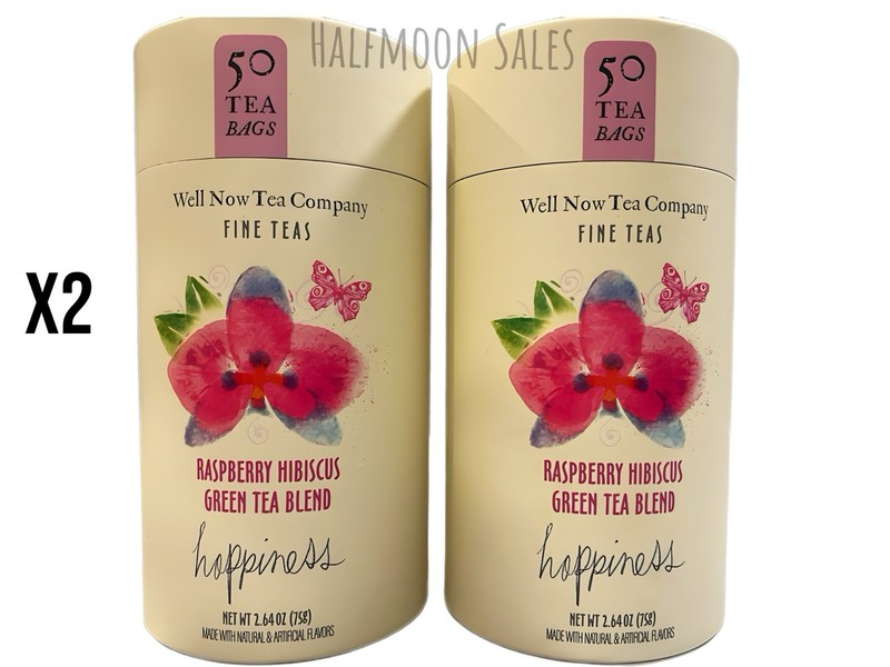 Well Now Tea Company Raspberry Hibiscus Green Tea Blend 50 Bags Each Pack of 2