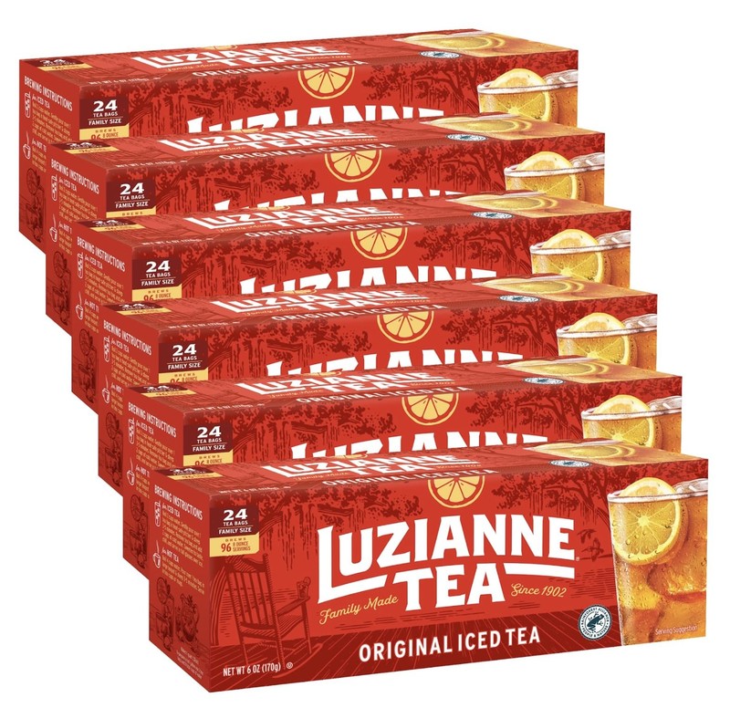 Luzianne Unsweetened Iced Tea Bags, Family Size, 24ct Box (Pack of 6)