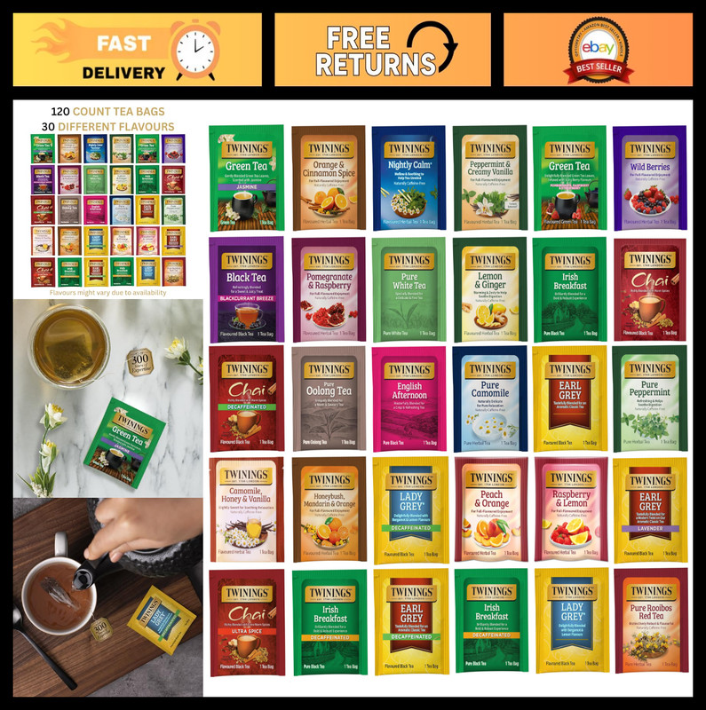 Assorted Tea Bags Sampler Pack – 120 Count, 30 Flavors for Tea Lovers, Gifts for