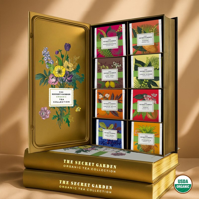 Organic Tea Bag Sampler Set - 80 Pack in Designer Tin for Gifting gallery
