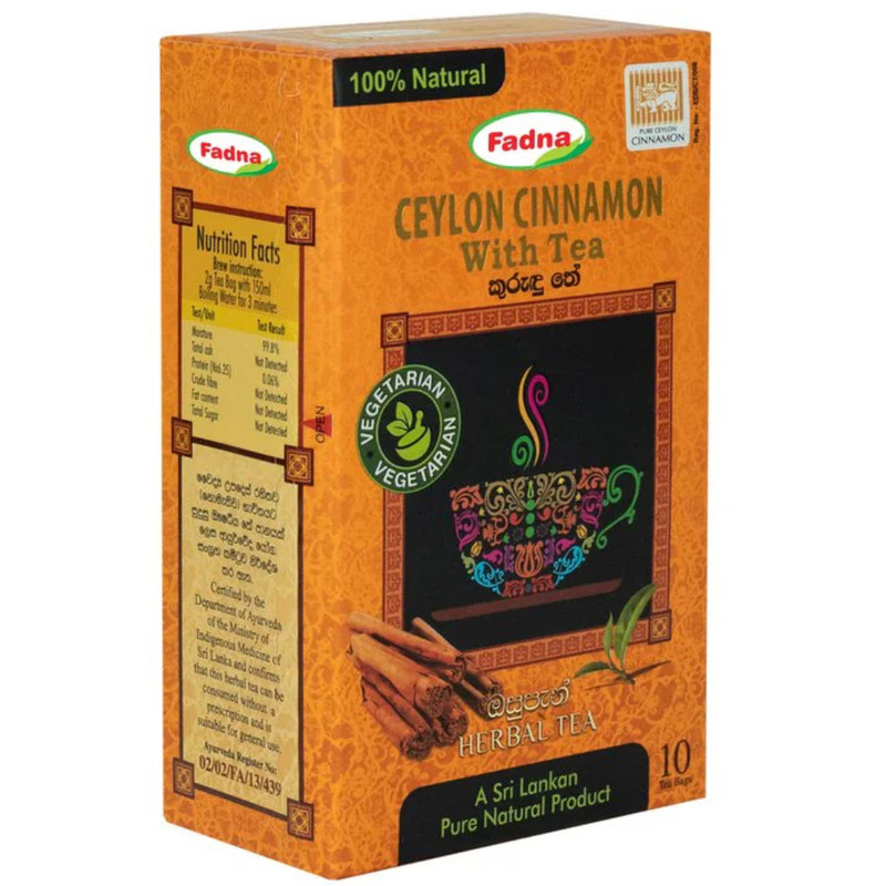 Fadna Ceylon Cinnamon Tea–10 Tea Bags | Herbal Wellness Pure Sri Lankan Premium