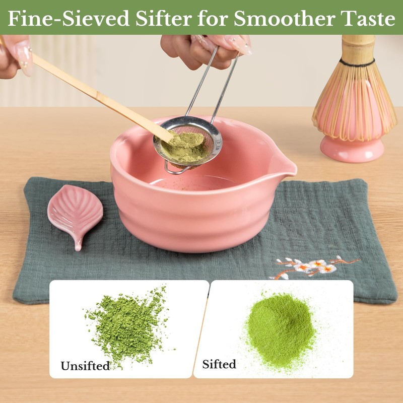Matcha Whisk Set, Traditional Matcha Kit Includes Matcha Bowl, Pink Whisk wit... gallery