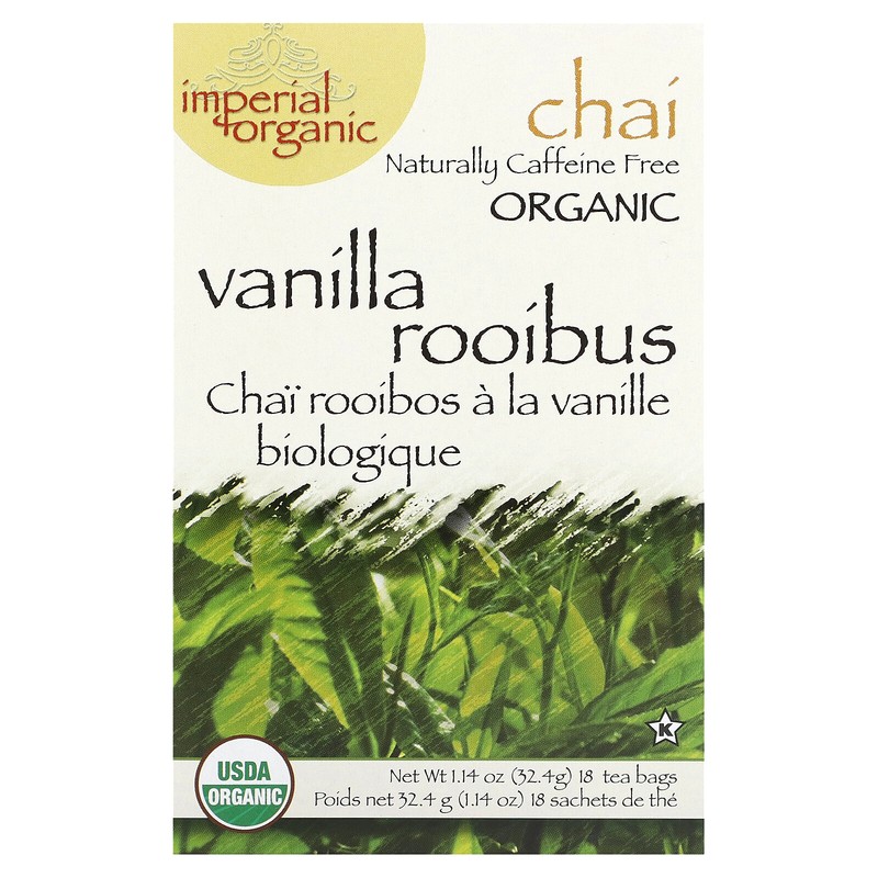 Imperial Organic Vanilla Rooibos Chai, Caffeine Free, 18 Tea Bags, 1.14 oz (32.4