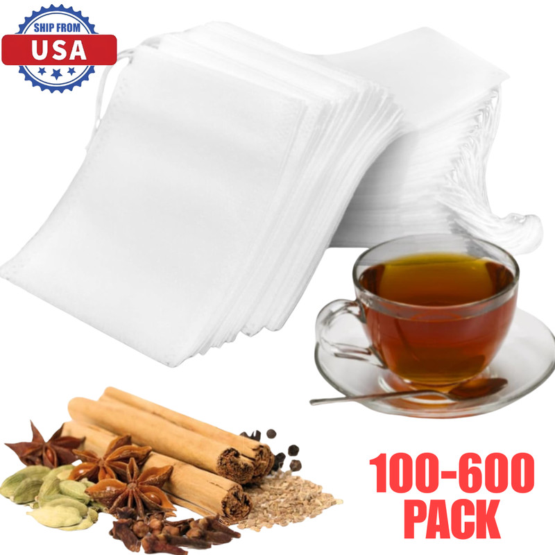 600× Disposable Tea Bag Drawstring Flip Empty Teabags Herb Loose Tea Filters US