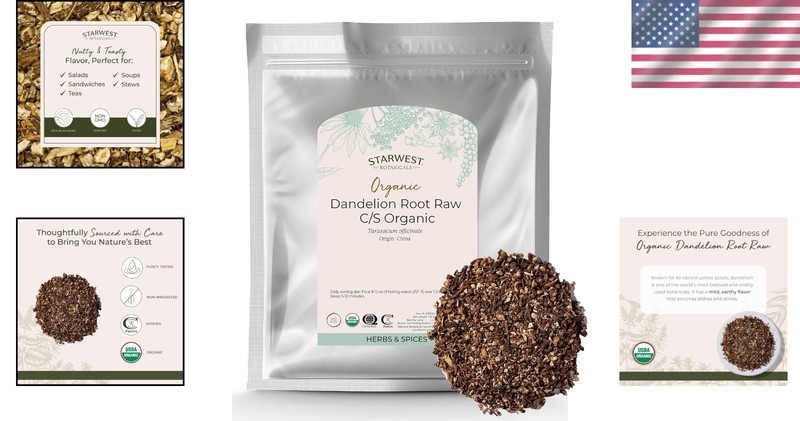 100% Organic Dandelion Root Tea - Loose Leaves [16 Ounce] for Health & Wellness gallery
