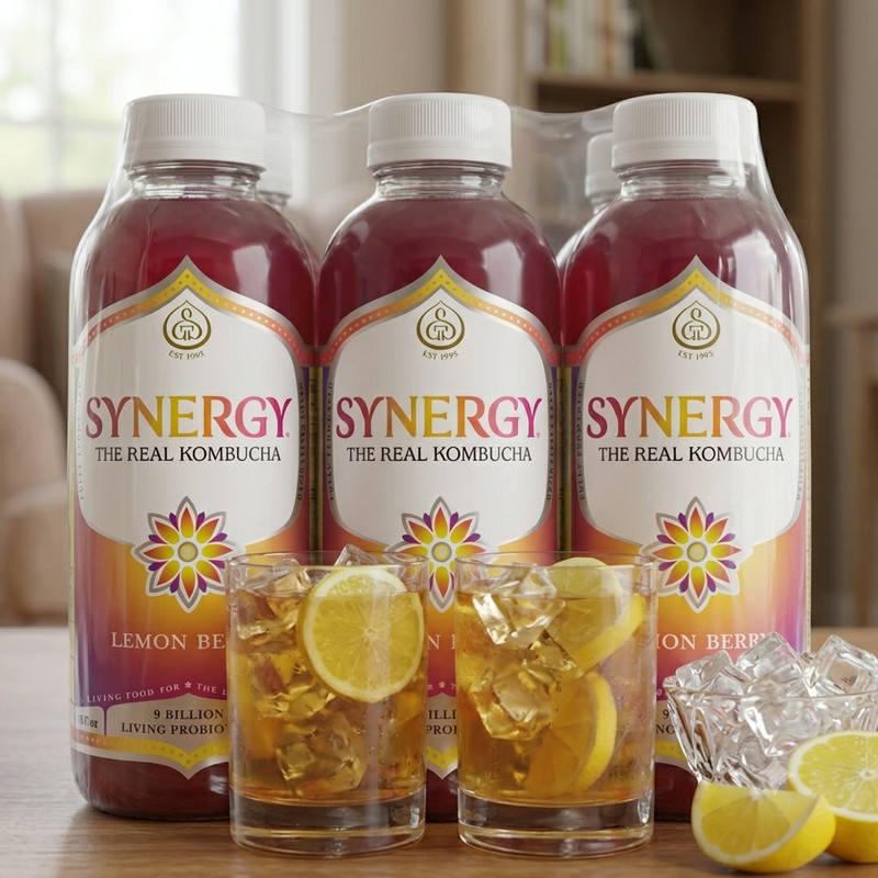 Synergy The Real Kombucha Lemon Berry 16oz 6 Pack Fermented Tea Drink gallery