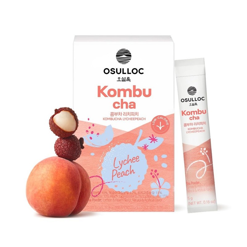 Kombucha Tea LycheePeach (Lychee & Peach Blending), Sparkling Powdered Mix Be…