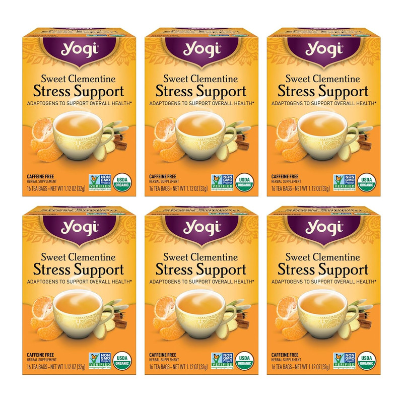 Yogi Sweet Clementine Stress Support Tea, 16 Bags, 6 Packs, Organic