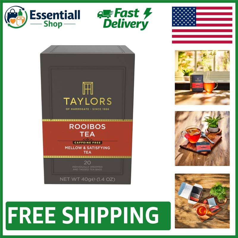 20 Count Rooibos Tea Bags – Naturally Caffeine-Free Herbal Delight, Hot or Iced