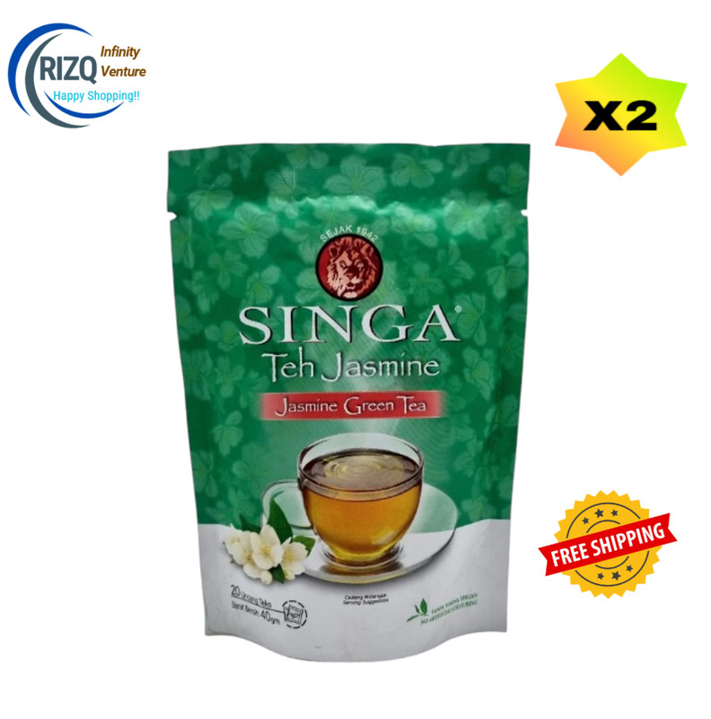 SINGA ~ Jasmine Green Tea Packing Size: 40gm (2gm x 20 filterbag) Free Shipping