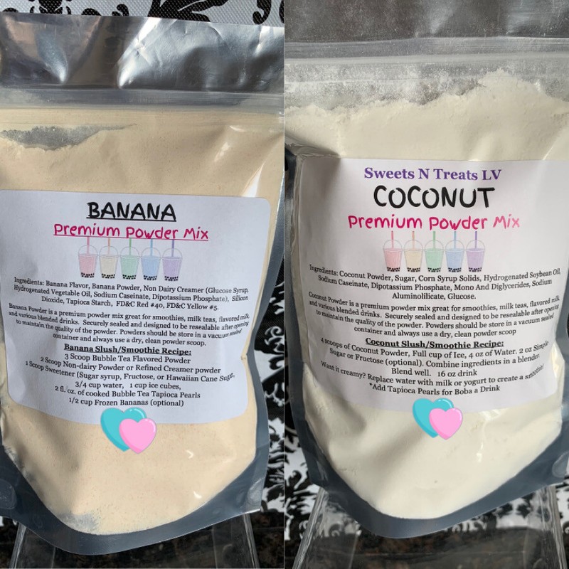Premium BANANA COCONUT Powder Boba Bubble Tea Tapioca Pearl Smoothie 12 oz