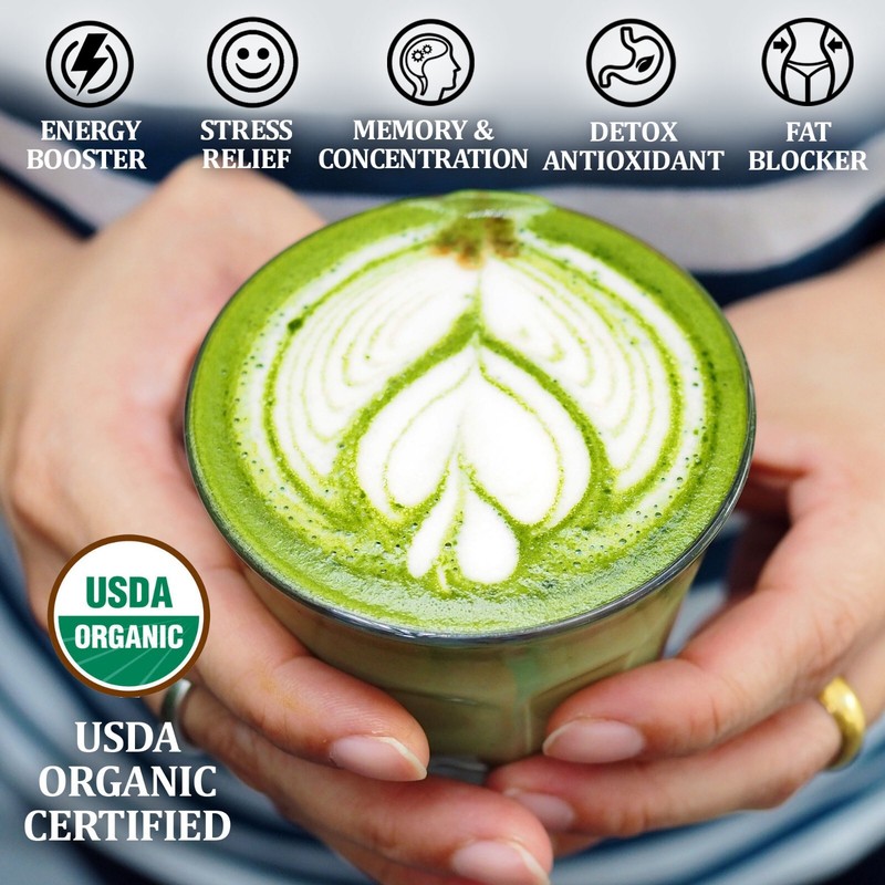 10 PACK Organic Matcha Green Tea Powder (4 Oz) - 100% Pure Easy to Mix gallery