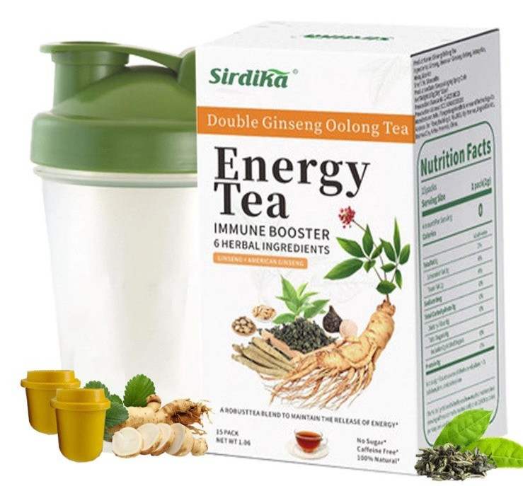 Energy Tea Immune Booster Ginseng Tea – Ginseng Oolong Tea with Sports Bottle