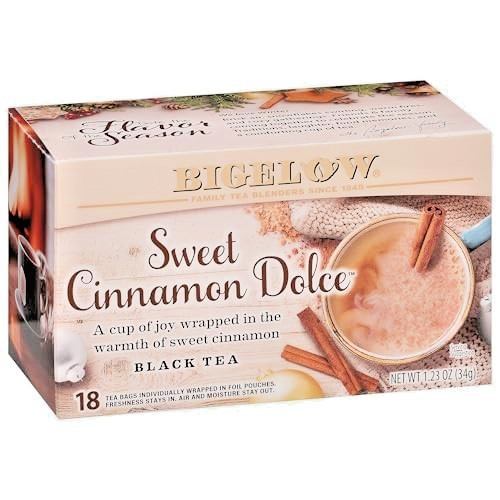 Bigelow Sweet Cinnamon Dolce Black – 18 Bags Per Box – (1) Boxes = 18 Bags Total