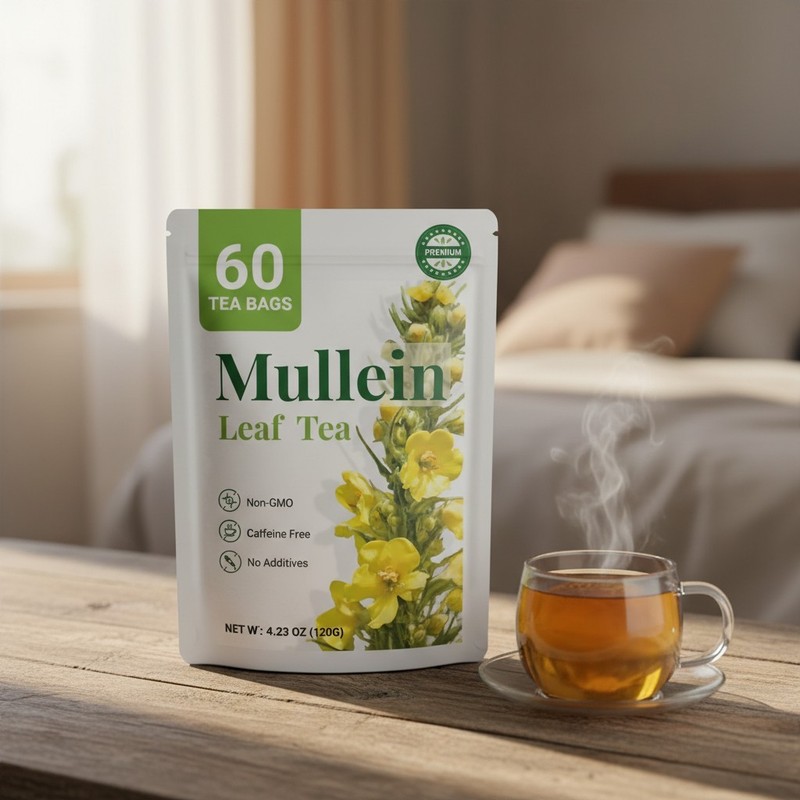 Organic Mullein Leaf Tea – 60 Bags for Lung Health & Relaxation, Plastic-Free