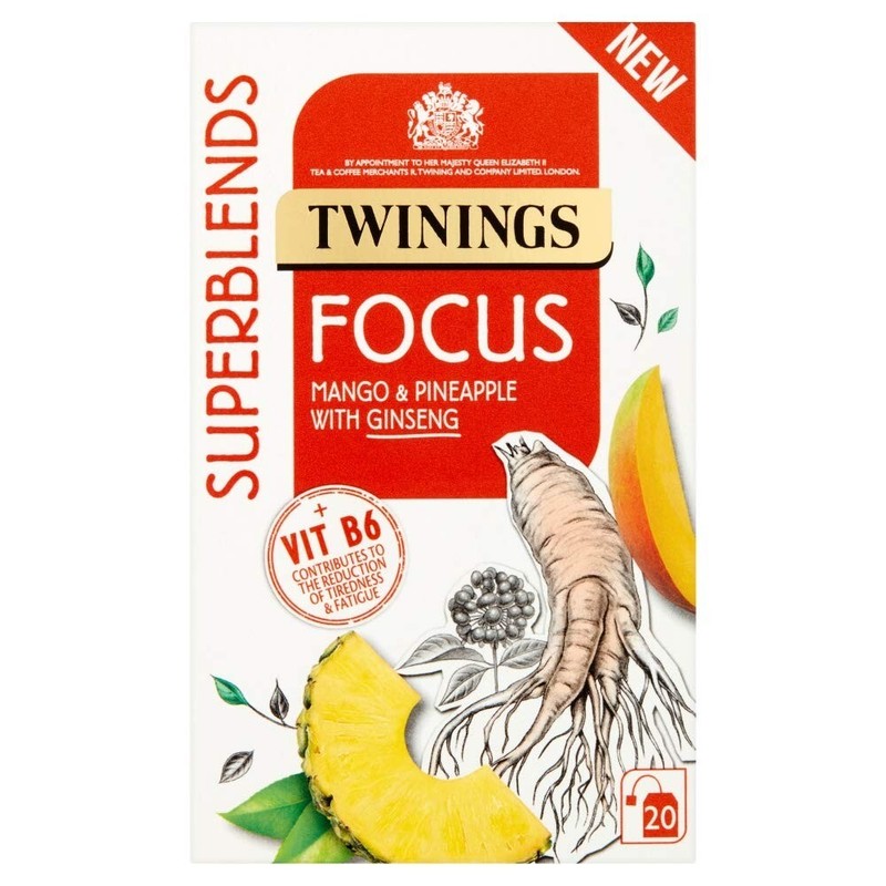 Twinings Superblends Focus Mango & Pineapple with Ginseng Tea 20 Tea Bag, 30g